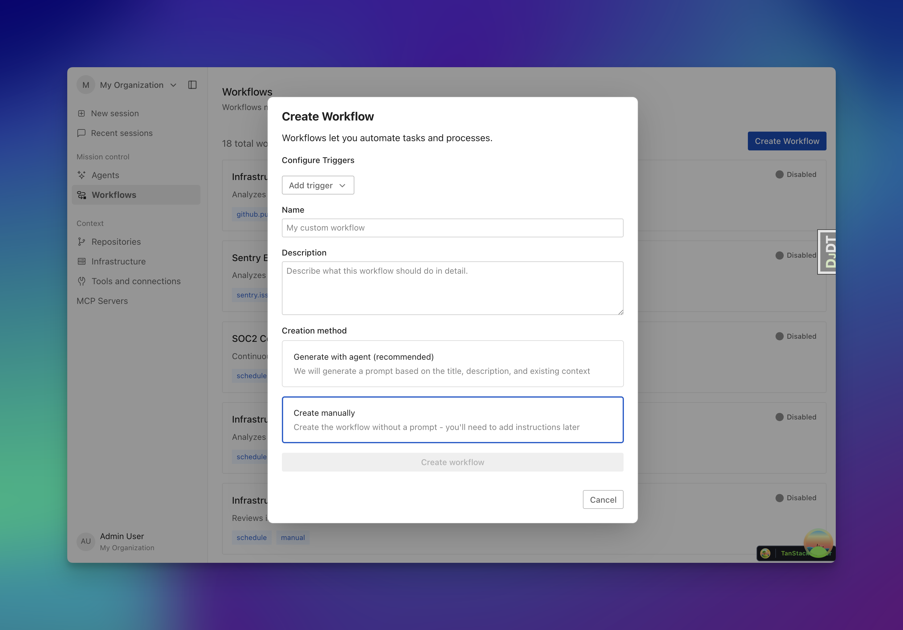 Generate workflows with the Cased devops agent