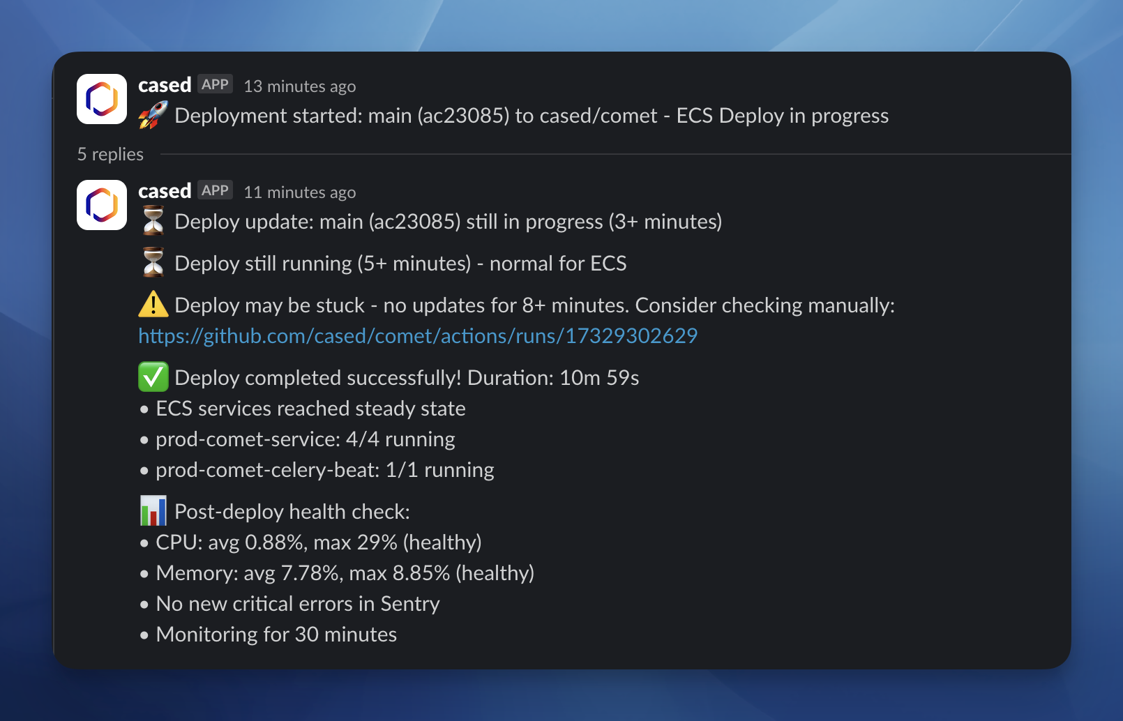Agentic Deploy Monitoring, Right in Slack